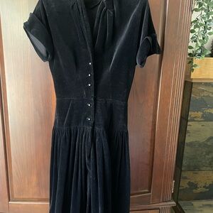 Vintage 1920s Black Velvet Dress